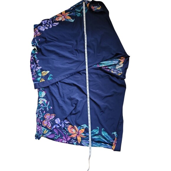 Soma Kimono Coverup Women's One Size Navy Exotic Floral Border Beach Butterfly - Picture 6 of 7